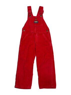 Vintage OshKosh B’gosh Red Corduroy Overalls Kids Size 4/5 USA Made Toddler Clas